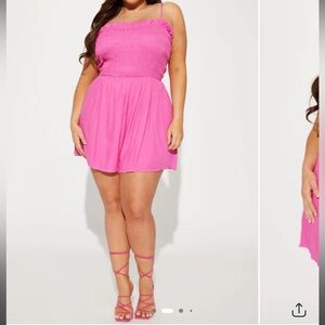 Fashion Nova Always Sunny Smocked Romper - Pink
